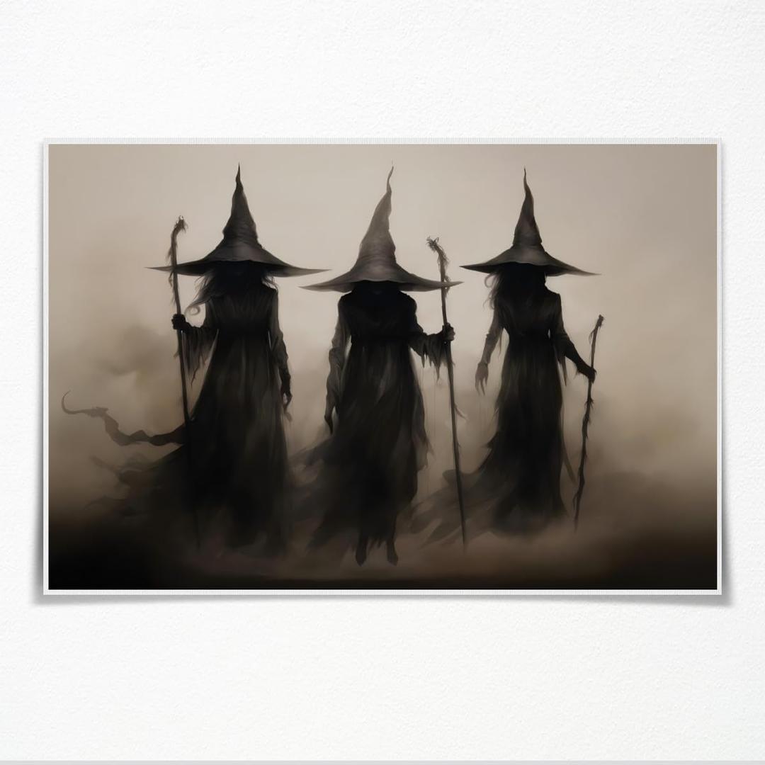 2 x Witch Wall Decor Poster Halloween Art Vintage Witchy Pictures Canvas Print Rustic Halloween Room Decorating 12x18inch Unframed (12L" x 18W", style-5-Unframed)