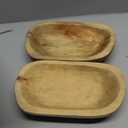 2 Pcs Wooden Dough Bowls for Decor Oblong Decorative Bowl Home Decor Fruit Vessel for Kitchen Counter Rustic Carved Serving Container Long Wooden Bread Tray for Dining Room Table(10 x 6 x 2 Inch)