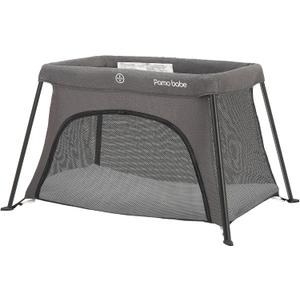 Pamo Babe Travel Crib for Baby - Mini Lightweight Baby Playard with Zip Door, Easy to Carry (Grey)