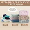 Fuzzy Grip Socks for Women Men,Thick Warm Slipper Cozy Fluffy Non Slip Ankle Hospital socks With Grips. (Light -Pink/Grey/Green/Purple)