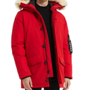 PUREMSX Winter Jackets for Men, Insulated Thick Warm Padded Puffer Coat with Fur Hood XXL