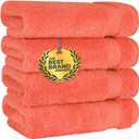 Cotton Paradise Hand Towels for Bathroom, 100% Cotton Turkish 4 Piece Hand Towel Set, Soft Absorbent Face Towels, Coral, 16x28" Hand Towel Set