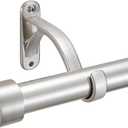 1-Inch Diameter Curtain Rod, Adjustable Rod Set with Premium Aluminum Brackets and Finials, Single Heavy-Duty Curtain Rods for Windows (Satin Nickel, 72-144")