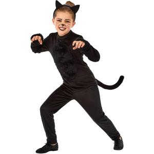 fun shack Black Cat Costume for Girls, Cat Costumes for Kids, Halloween Costumes for Kids, Black Cats Girls Halloween Costume (Large)
