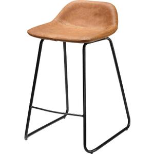 Cortesi Home Ava Counterstools in Saddle Brown faux Leather, 25" High,CH-CS624959