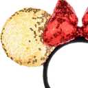 A Miaow 3D Bow Black Sequin Headband Colorful Glitter Butterfly Hair Clasp Park Supply Adults Women Photo Accessory Party Costume (Golden and Red) (Silver)