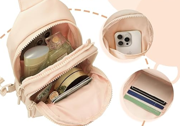 Viverte Small Initial Sling Bag for Girls & Women - Cute Crossbody Fanny Pack Gift (Coral Pink)