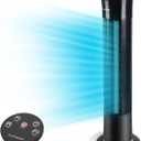 Dr. Prepare Tower Fan, 30" Oscillating Tower Fan with Remote, Built-in 3 Wind Modes and Speed Settings, Quiet Cooling, 7.5h Timer, Portable Standing Bladeless Floor Fan for Bedroom Living Rooms Office