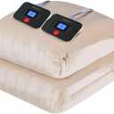 Westinghouse Electric Blanket Queen Size, Super Cozy Soft Flannel 84"" x 90"" Heated Blanket with 10 Fast Heating Levels & 1-12 Auto-Off, Machine Washable, ETL&FCC Certification, Beige