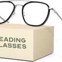 CCVOO Iconic Aviator Reading Glasses - Premium Readers in Gold/Black - UV & Blue Light Blocking Lenses, +1.0