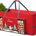 UIRWAY Christmas Tree Storage Bag- Fit for 7.5ft Artificial Trees, 600D Oxford Christmas Tree Bag with Transparent Pouch & Side Pocket, Extra Large Tree Bags with Sturdy Handles & Dual Zipper, Red