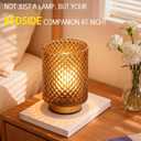 ULAROOM Battery Operated Lamp,Cordless Glass Accent Table Lamp with Timer for Bedside,Small Decorative Lamp with Warm White LED Bulb for Nightstand/Bookshelf/Entryway/Tabletop Counter Decor(Amber)