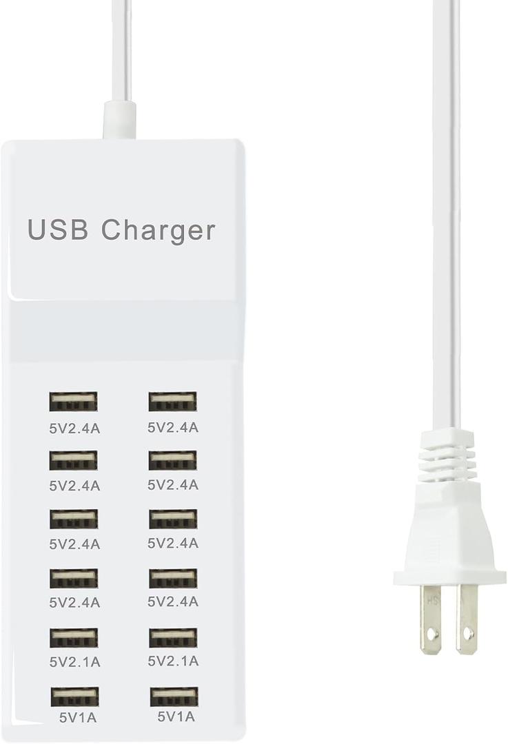 100W USB Charger Station Block Multiport Charger Hub with Fast Charging Wall Charger for Multiple Devices USB Charging Port Compatible with Cell iPhone Android Smartphone Smart Watch