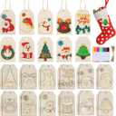 DIY Wooden Christmas Gift Tags, 24 Pcs Wooden Art Craft Supplies Painting Kit for Kids Christmas Crafts Activities Party Favors for Boys Girls Ages 4-8 8-12 Stocking Stuffers Xmas Ornaments Decor