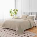 U-NICE HOME 3-Piece Quilt Set King Size for All Season with Pillow Shams, Reversible Bedspread/Coverlet/Bedding Decor-Soft, Lightweight, Beige | Ultrasonic Tech (King (104'' x 96''))