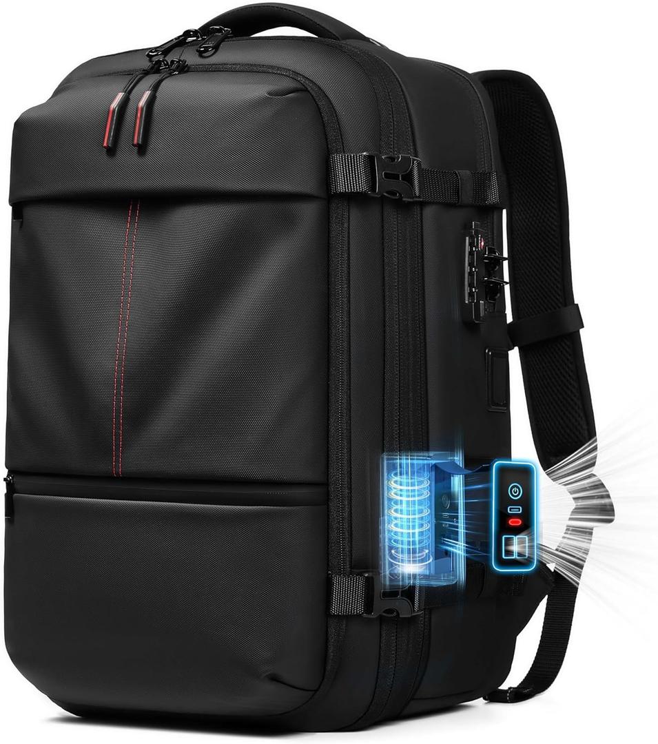 Vacuum Seal Backpack Travel with Built-in Pump 80L Expandable Travel Backpack with Vacuum System, TSA Lock Water Resistant Carry-On Backpack