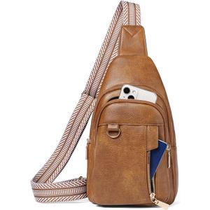 GAEKEAO Sling Bag for Women Crossbody Bags Fanny Pack Vegan Leather Chest Bag Travel Shoulder Belt Purse Backpack Gifts (Brown)