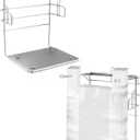 QWORK Plastic Grocery Bag Holder, 2 Pack Iron-plated Chrome Shopping Bag Stand, Chrome T Shirt Bag Rack, Fits 11W x 6D x 21H Bag, for Restaurant, Business, Office, Home, Kitchen, Garage