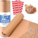 Honeycomb Packing Paper 15"x400' - Bubble Wrap Eco-Friendly Alternative, Recyclable Cushioning Material for Shipping, Moving & Small Business Packing Supplies with 20 Fragile Sticker Labels
