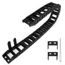 R38 18mm x 38mm(Inner H x Inner W) Black Plastic Cable Wire Carrier Drag Chain 1M Length for CNC, with End Connectors - Bridge Type (Inner Side openable)