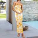 Women's Sexy Satin Tube Maxi Dress Elegant Silk Strapless Open Back Party Cocktail Wedding Guest Formal Long Dresses