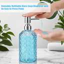 RETON 3 Pack Soap Dispenser Set, 16 Oz Clear Glass Soap Dispenser with Rust Proof Plastic Pump, Refillable Liquid Hand Dispenser, Bathroom Pump Bottlefor Kitchen Countertop (3 Colors)