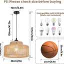 2 Pack Rattan Pendant Light,11 Inch Boho Kitchen Island light Fixtures,Handmade Woven Hanging Lamp,Small Wicker Chandelier,Basket Hanging Light for Bedroom Kitchen Living Room Restaurant Hallway Foyer