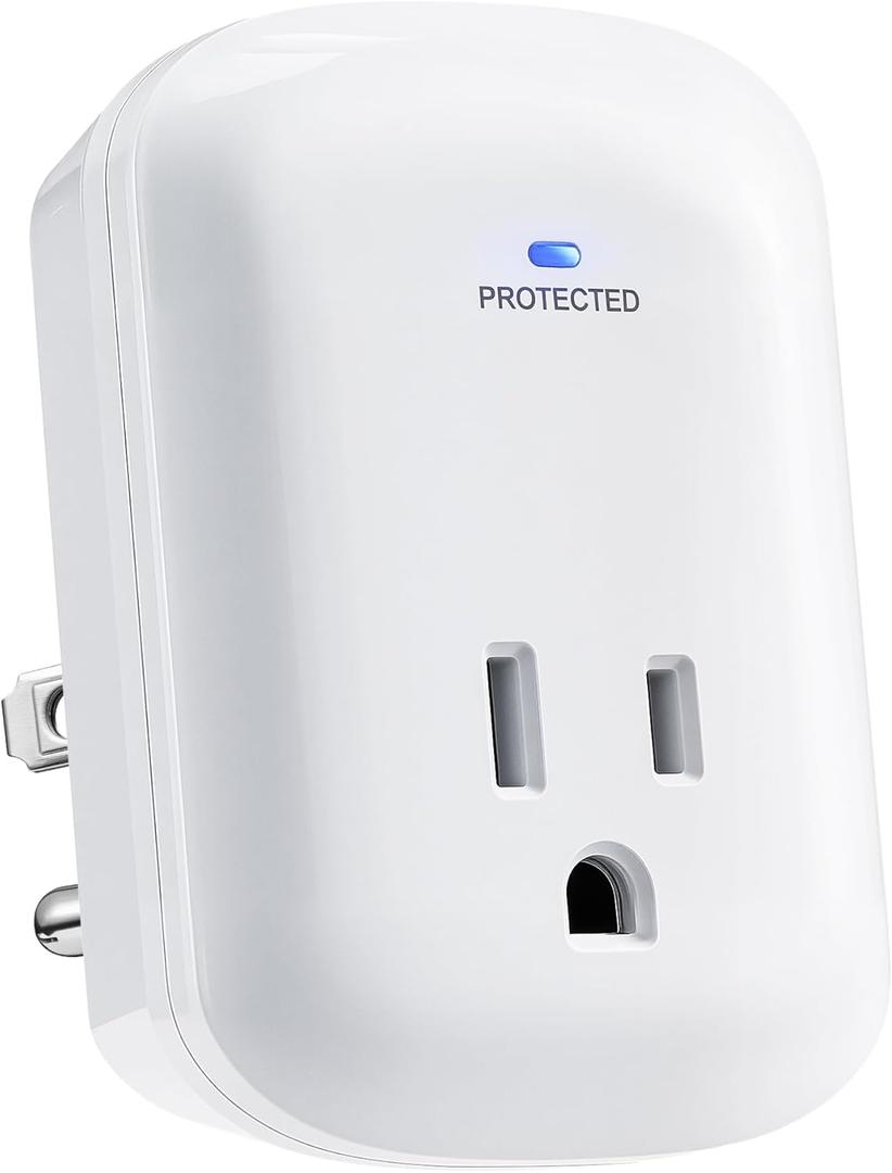 SURAIELEC Surge Protector, 1225J Wall Surge Protector Outlet with 900V VPR, Ground Protected Light Indicator for TV, Fridge, Microwave, Garage, Computer, Workshop and Gaming Devices, 15A/1875W, 1 Pack