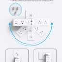 Surge Protector Outlet Extender - with Rotating Plug, 6 AC Multi Plug Outlet with 4 USB Ports (2 USB C), 1800J Wall Charger, 3-Sided Power Strip with Spaced Outlet Splitter for Home, Office, Travel (White)