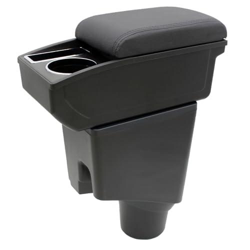 Car Armrest Box for Toyota Yaris Hatchback 2015-2018 Yaris L Accessories Center Console Leather Arm Rest Double-Layer Storage Space with Cup Holder (Black Thread)