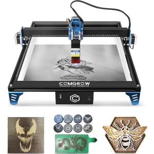 Comgrow Z1 Laser Engraver 10000mW Output Power, 24V Desktop Laser Cutter and Engraving Machine with Eye Protection Compressed Laser Spot 0.08mm, 10000mm/min Diode Laser Cutting for Metal Wood, Laser 4