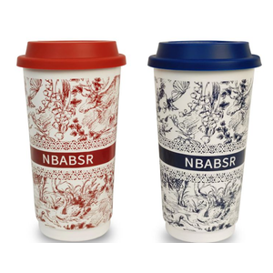 NBABSR 20 OZ Ceramic Coffee Mugs with Lid, Large Ceramic Travel Tumble Cups, To Go Mug Car Portable Reusable Insulation Camping Cups Gifts,Blue&Red