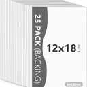 25 Pack Backing Boards Only - 12x18 Uncut White Mats Matboards, Acid Free & White Core Backerboards, Ideal for Photos/Pictures/Prints/Frames/Arts