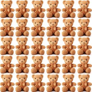 Lenwen 30 Pcs Bear Stuffed Animal Plush 12 Inch Cute Brown Small Bear Plush Toy Soft Bears Doll for Boy Girl Cuddling and Playing Baby Shower Birthday Party Gifts