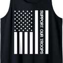 Support our Troops American Flag Tank Top (Small, Black)