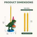 Dinosaur Birthday Candle Holder with 2 Yellow Candle | Cute T-Rex Cake Topper for Kids Birthday Party Decorations Candlestick Holders Baby Shower Birthday Party Celebration