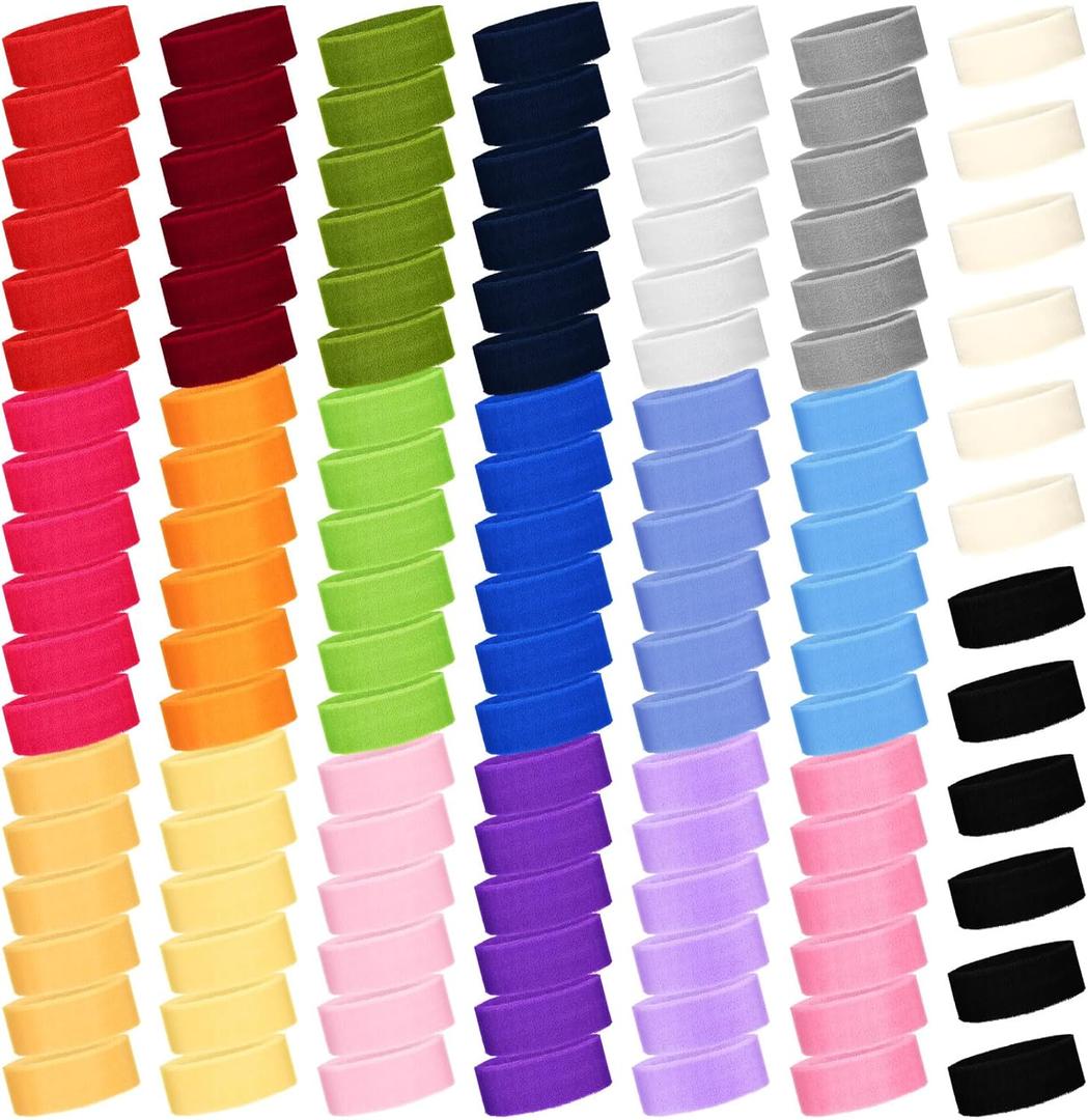Jiuguva 120 Pcs Sports Sweatbands Sweat Headbands for Kid Basketball Sweat Band 80s Athletic Headbands Bulk for Youth Boy Girl Children Soccer Brace Baseball Football Yoga Outdoor Activities (Colorful)