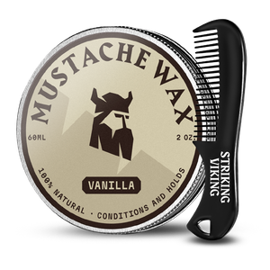 Striking Viking Mustache Wax and Comb Kit Beard and Moustache Wax for Men with Strong Hold Natural Beeswax Helps Tam