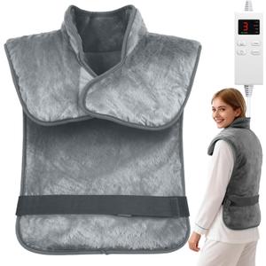 Heating Pad for Neck and Shoulders and Back Pain Relief, 24"x33" Large Heating Pads Christmas Birthday Gifts for Women Men Mom Elderly, Heating Pad for Back Full Body Fast Heat & Washable (Gray)