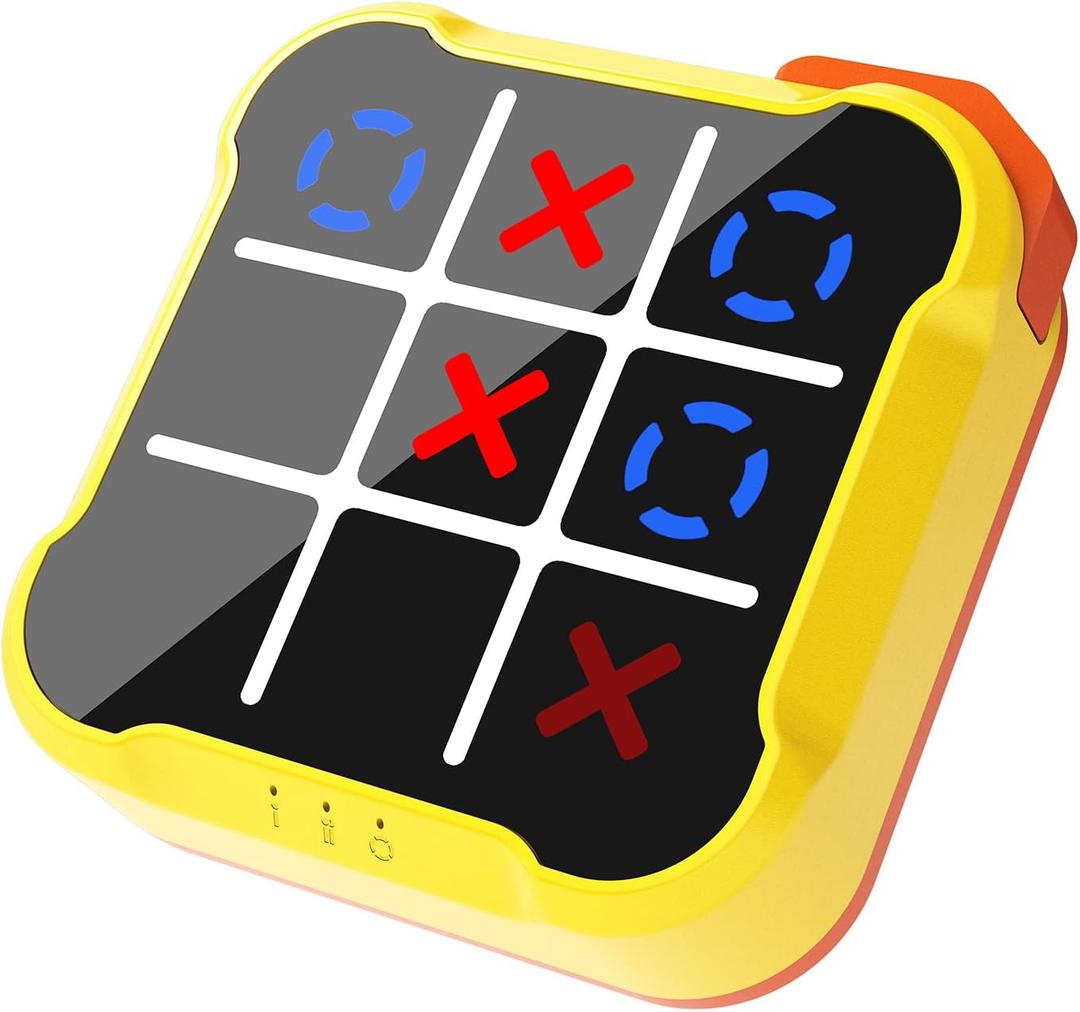 Tic Tac Toe Game, 3-in-1 Game Machine, Handheld Electronic Puzzle Games, Portable Travel Game for Trip, Office Break, Queue Time, Birthday Gift for Kids Adult (Yellow)