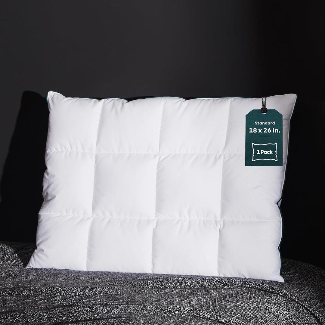 Three Geese Ultra Thin Flat Goose Down Feather Pillows for Sleeping Standard Size, 2.5" Height, 100% Cotton Cover, Ultra Slim Hotel Collection Bed Pillow for Stomach, Back Sleeper, 18x26 in.