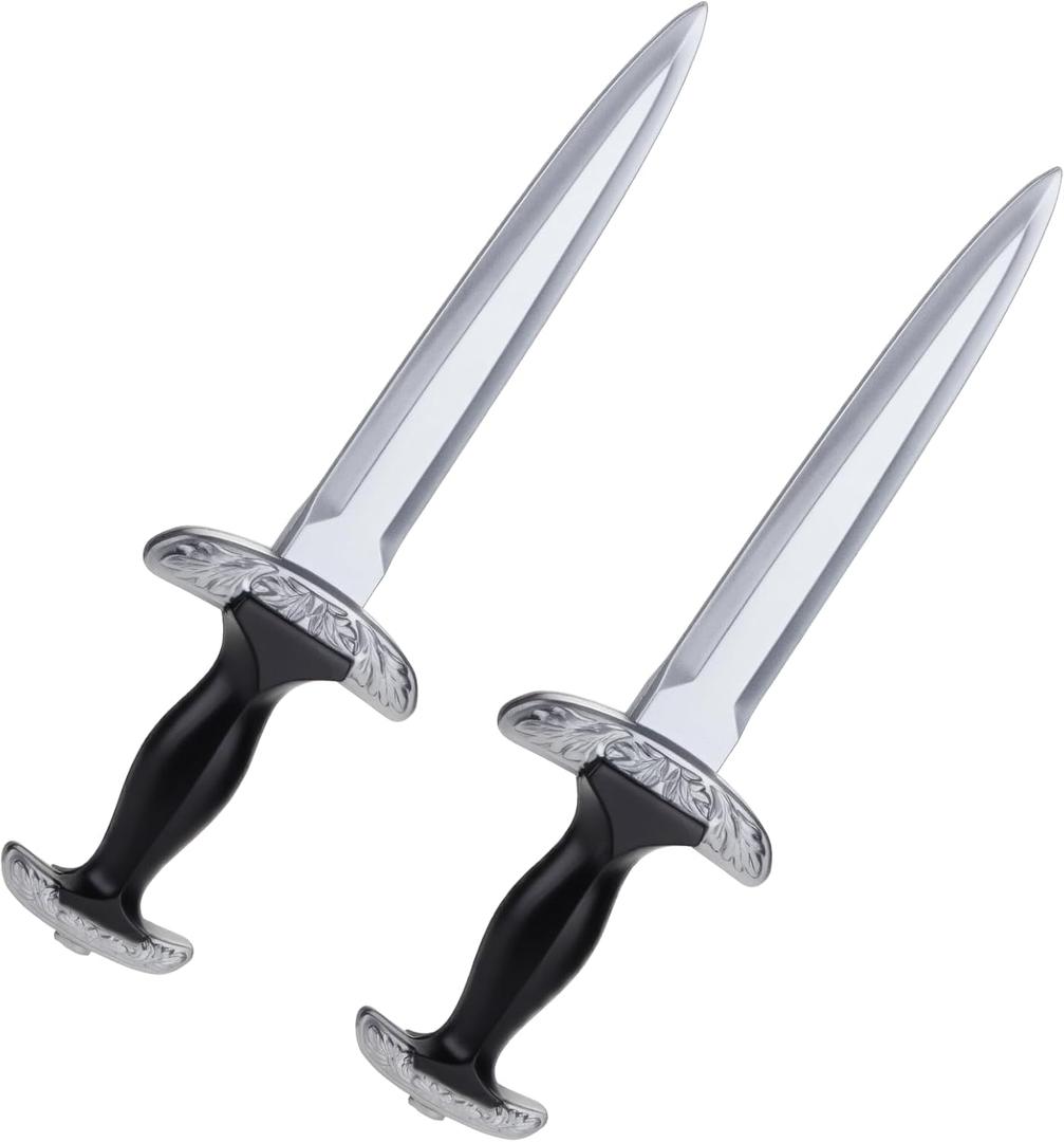 2 Pcs Fake Foam Swords, 14.6" Realistic Dagger Knife Toy Swords for Kids Boys Role-Play Accessory, Martial Arts Weapons for Play Fighting, Medieval Knight Toy, Halloween Cosplay