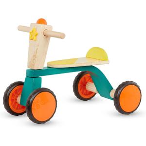B. toys Smooth Rider Ride On Wooden Toddler Bike Balance Toys for Toddlers Push & Ride Bike Four Wheels 18+ Months, Large, Multicolor