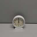 AYRELY 4.5" Analog Alarm Clock,Small Retro Desk Clock Battery Operated,Slient Metal Table Clock with Light for Living Room Decor,Bedroom,Bedside,Shelf (White)