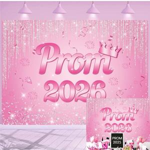 XCKALI Pink Prom 2026 Graduation Backdrop 8x6FT