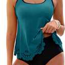 Blooming Jelly Tummy Control Tankini Swimsuits for Women Two Piece Bathing Suit Modest Cut Out Beach Swim Suit 2026 (X-Large, Blue Green)