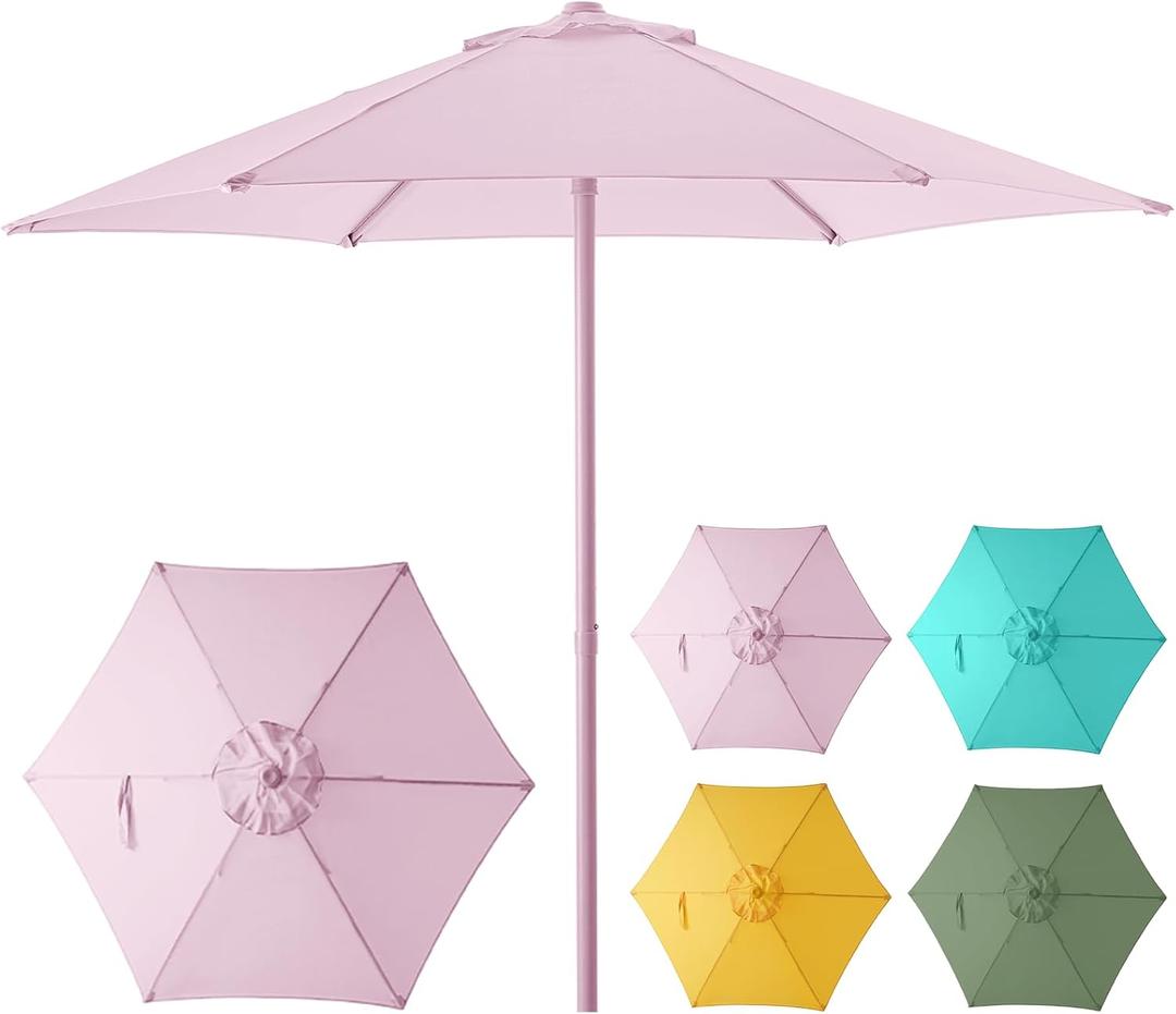 HOMSHADE Outdoor Patio Umbrella - Market Table Pool Deck Umbrella with Push Button Tilt, Crank, UPF50+ UV Protection and Sturdy Ribs, 3-Year Fade Resistance, 220GSM Solution-Dyed Fabric (No base)