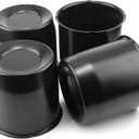 4Pcs 5.15inch Trailer Wheel Center Caps Push Through 5.15" Bore 4.92" Tall Hub Cap for Truck SUV RV Wheel Rim, Black Wheel Cover