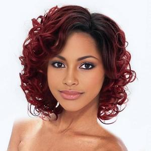 SEVENCOLORS Burgundy Curly Wigs for Black Women Short Ombre Wine Red Wavy Wig Synthetic Hair Natural Looking Curly Bob Wigs