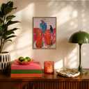 Abstract Western Cowboy Wall Art Colorful Cowboy with Raven Wall Decor Modern Southwestern Poster Canvas Print Picture for Living Room Bedroom 24x16 inch Wood Framed